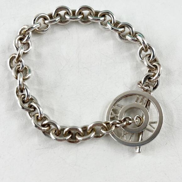 Tiffany & Co. 2003 Atlas 925 Silver Chain Toggle Charm Bracelet with Pouch - Picture 2 of 5